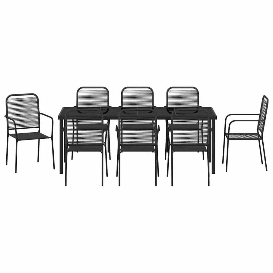 Ensemble de salle à manger pour jardin 9 pcs Noir - 7