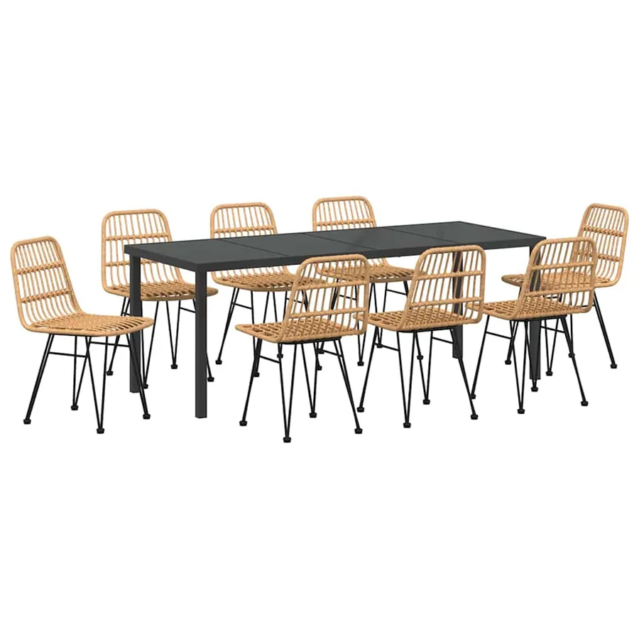 Ensemble de salle à manger pour jardin 9 pcs Marron - 2