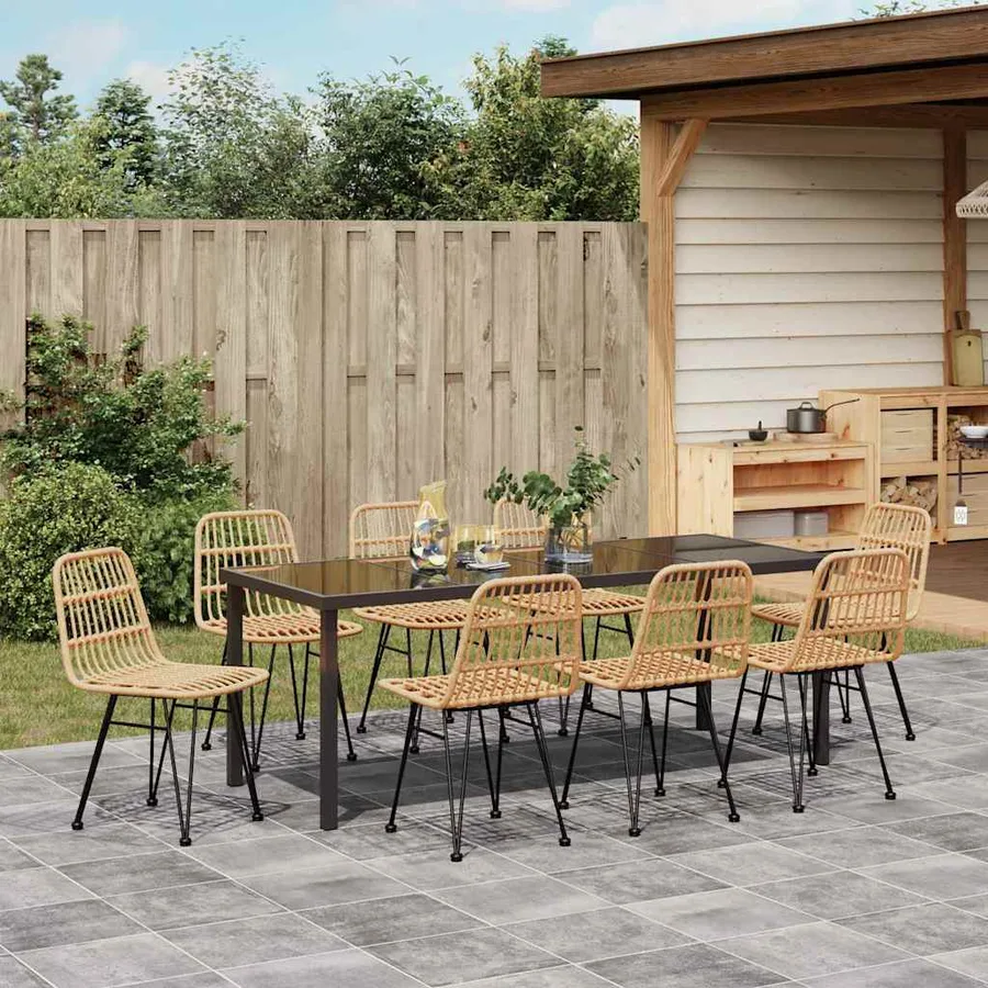 Ensemble de salle à manger pour jardin 9 pcs Marron - 4