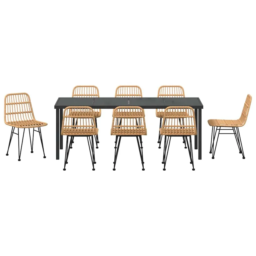 Ensemble de salle à manger pour jardin 9 pcs Marron - 7