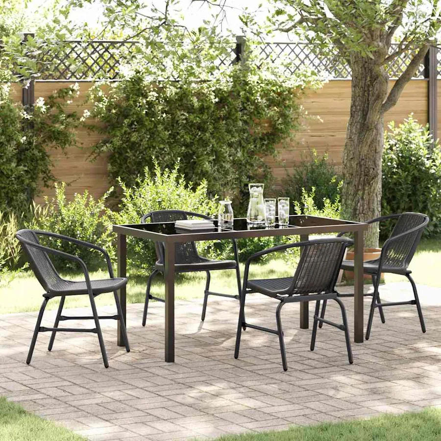 Ensemble de salle à manger pour jardin 5 pcs Noir