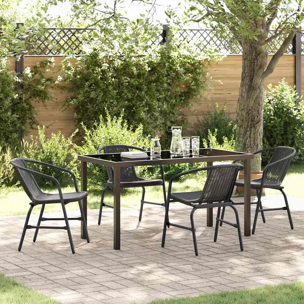 Ensemble de salle à manger pour jardin 5 pcs Noir