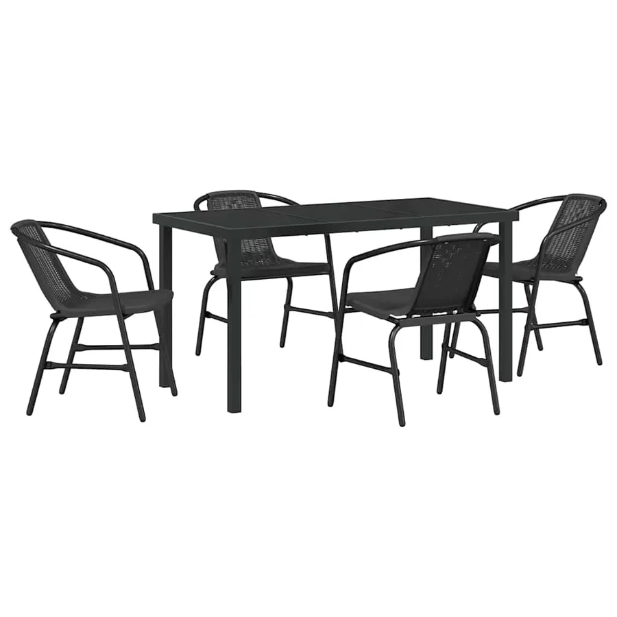 Ensemble de salle à manger pour jardin 5 pcs Noir - 2