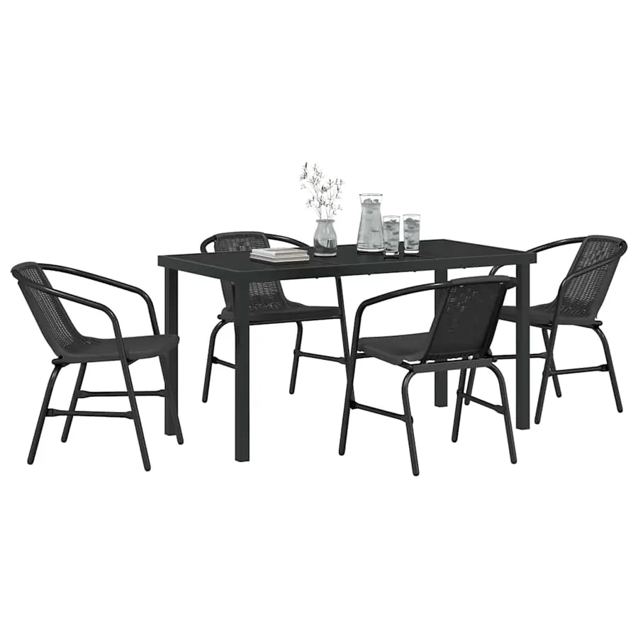 Ensemble de salle à manger pour jardin 5 pcs Noir - 3