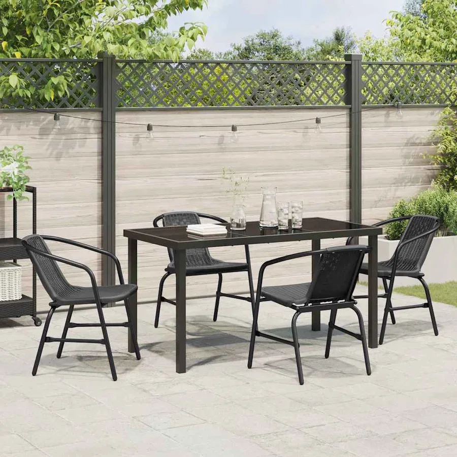 Ensemble de salle à manger pour jardin 5 pcs Noir - 4