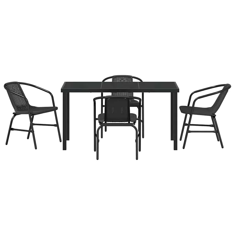 Ensemble de salle à manger pour jardin 5 pcs Noir - 7