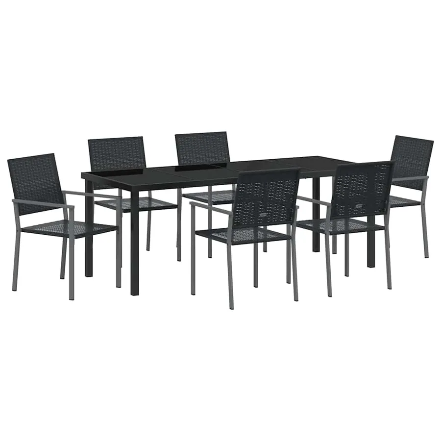 Ensemble de salle à manger pour jardin 7 pcs Noir Rotin PE - 2