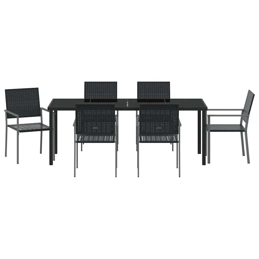 Ensemble de salle à manger pour jardin 7 pcs Noir Rotin PE - 7