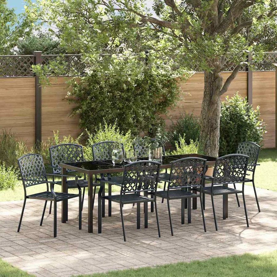 Ensemble de salle à manger pour jardin 9 pcs Anthracite