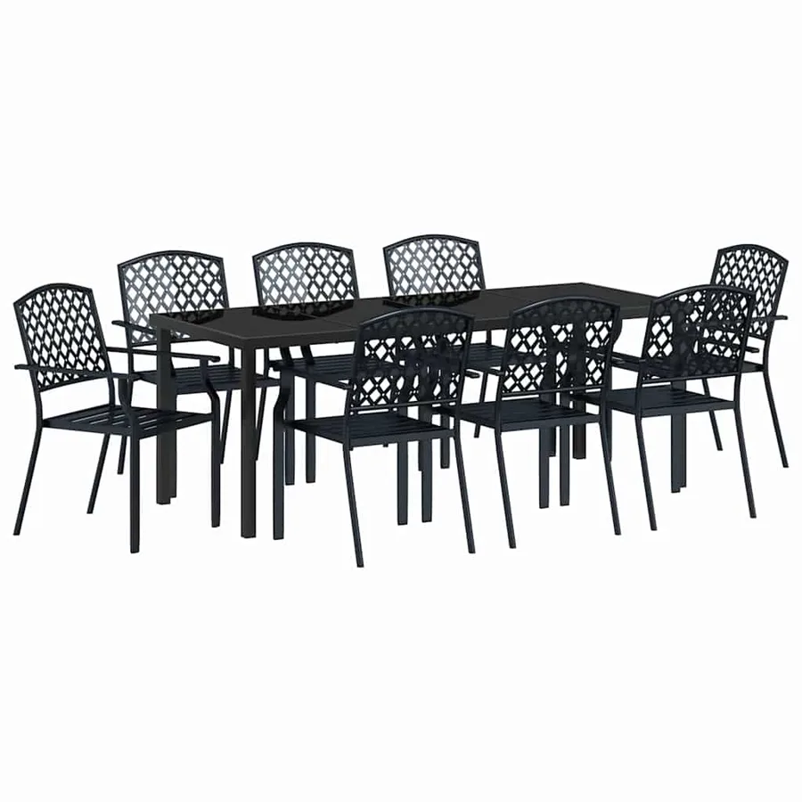 Ensemble de salle à manger pour jardin 9 pcs Anthracite - 2
