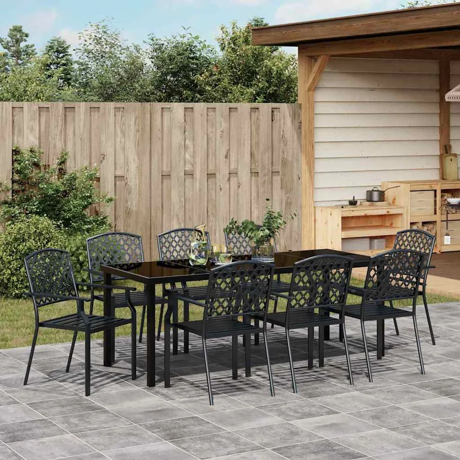 Ensemble de salle à manger pour jardin 9 pcs Anthracite - 4