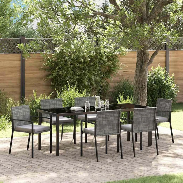 Ensemble de salle à manger pour jardin 6 pcs Gris