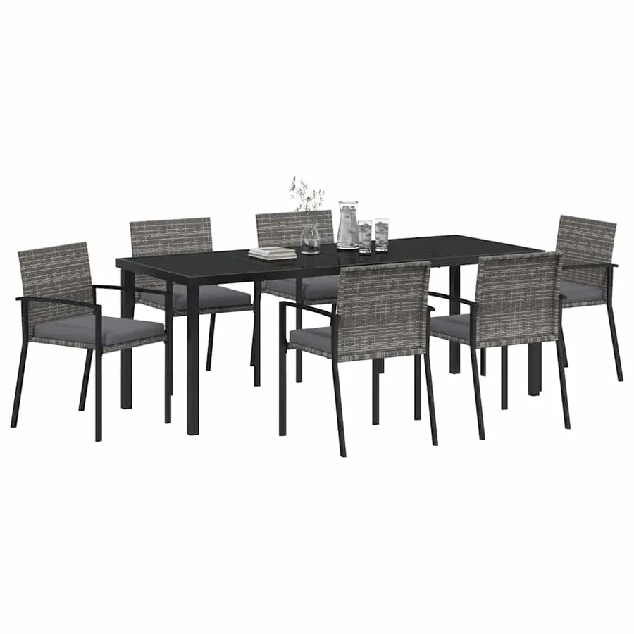 Ensemble de salle à manger pour jardin 6 pcs Gris - 3