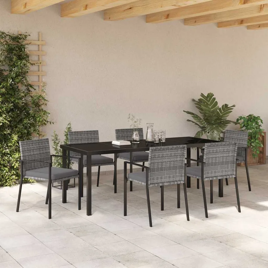 Ensemble de salle à manger pour jardin 6 pcs Gris - 4
