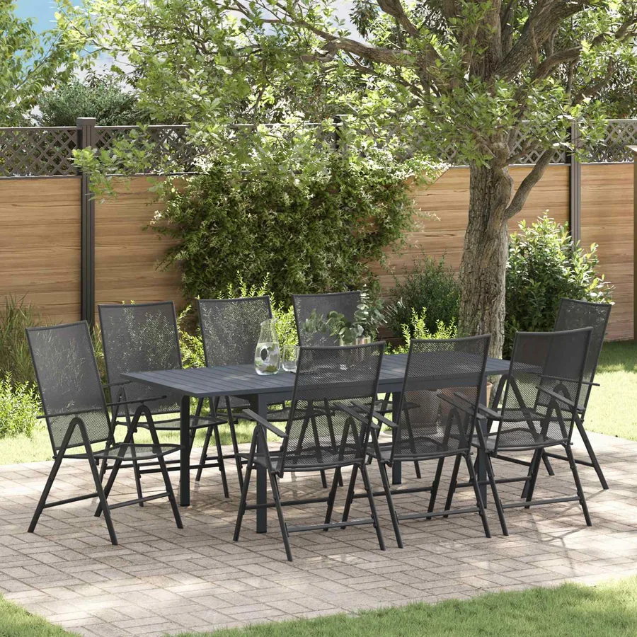 Ensemble de salle à manger pour jardin 9 pcs Anthracite Acier