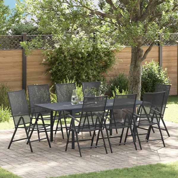 Ensemble de salle à manger pour jardin 9 pcs Anthracite Acier