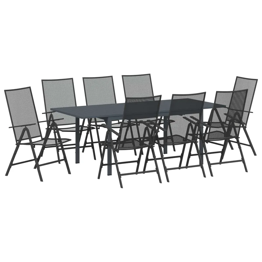 Ensemble de salle à manger pour jardin 9 pcs Anthracite Acier - 2