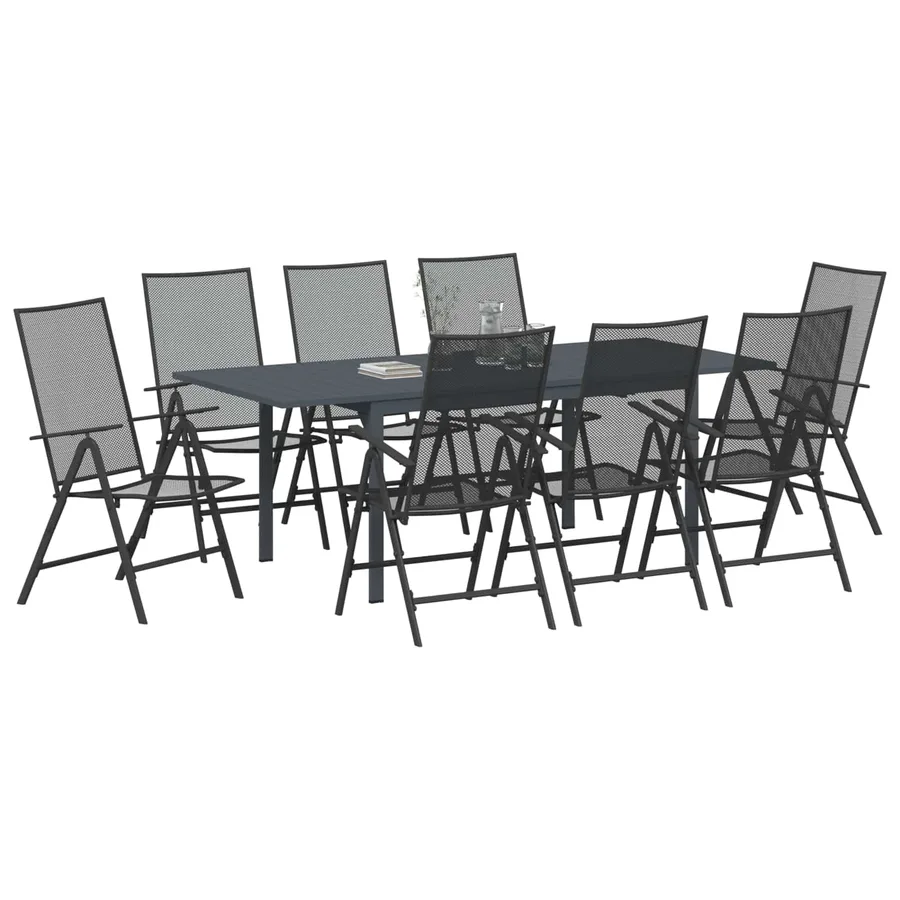 Ensemble de salle à manger pour jardin 9 pcs Anthracite Acier - 3