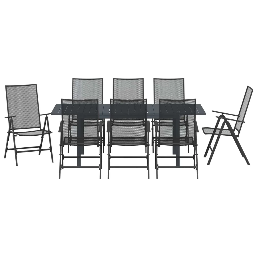 Ensemble de salle à manger pour jardin 9 pcs Anthracite Acier - 7