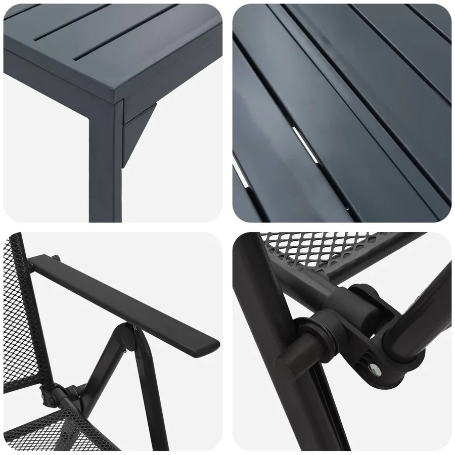 Ensemble de salle à manger pour jardin 9 pcs Anthracite Acier - 9