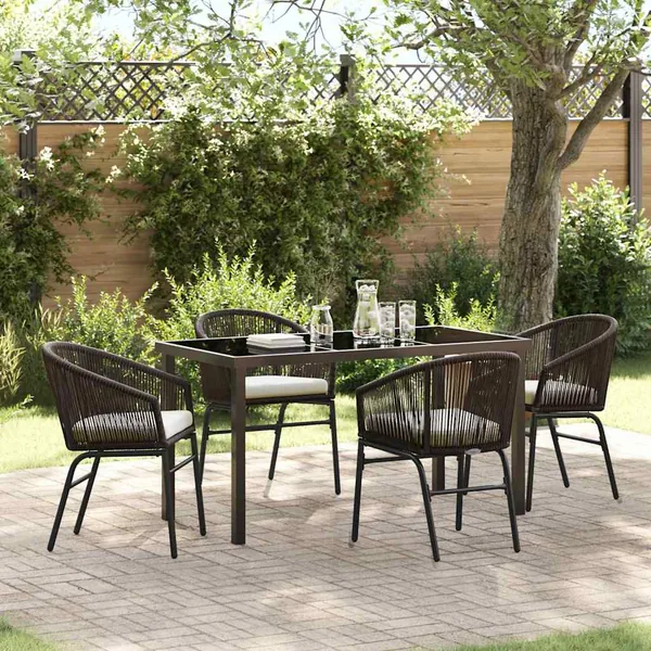 Ensemble de salle à manger pour jardin 5 pcs Marron