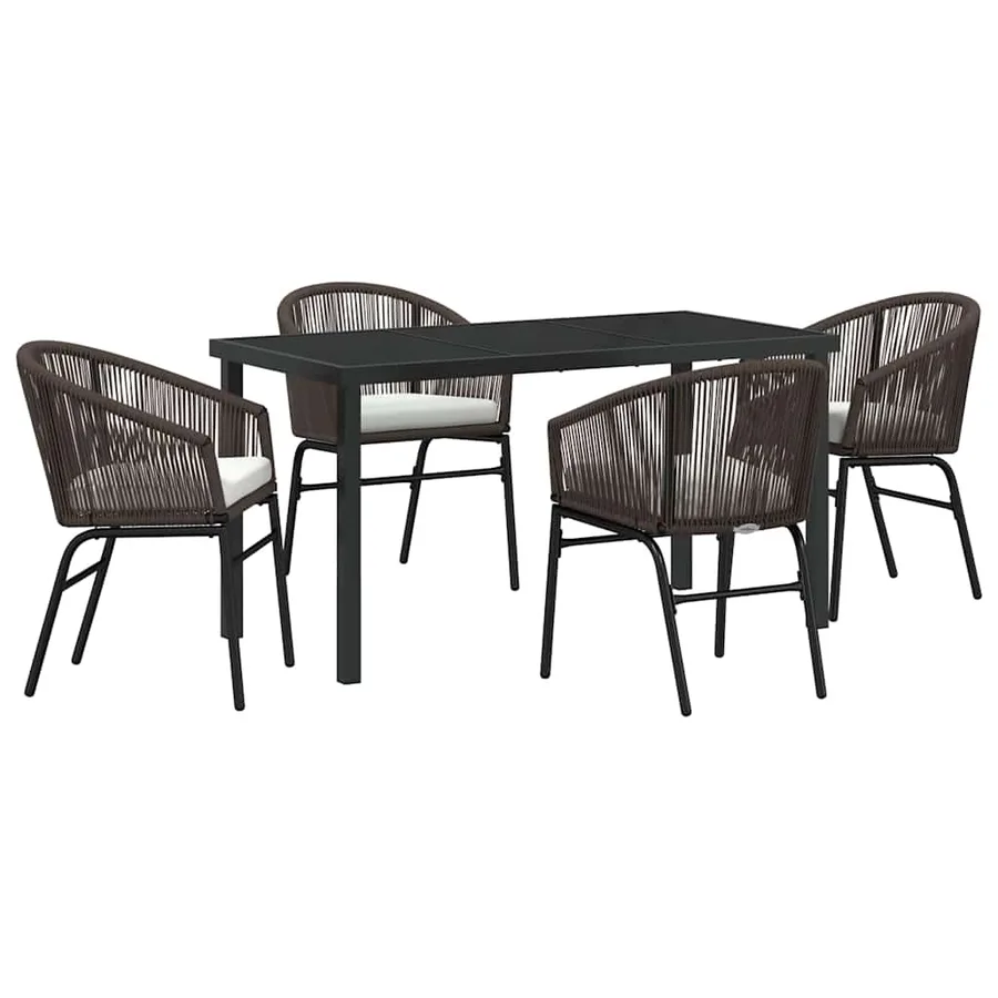 Ensemble de salle à manger pour jardin 5 pcs Marron - 2