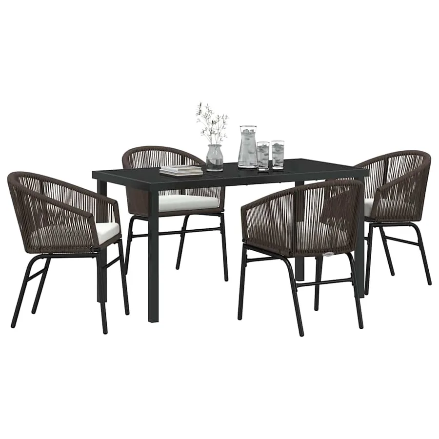 Ensemble de salle à manger pour jardin 5 pcs Marron - 3