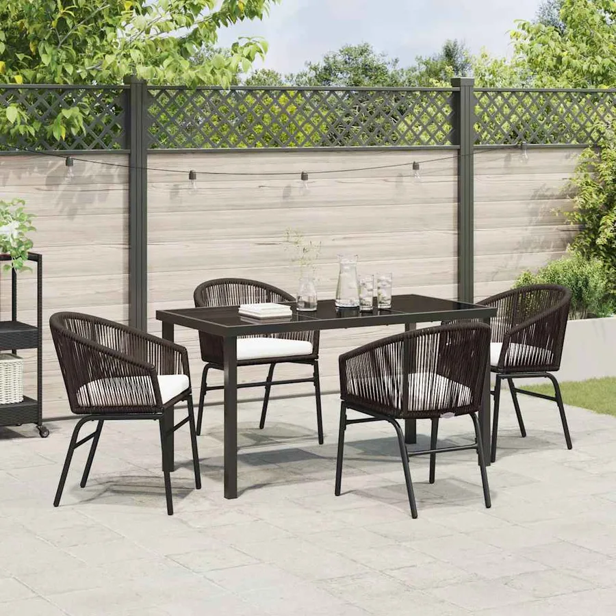 Ensemble de salle à manger pour jardin 5 pcs Marron - 4