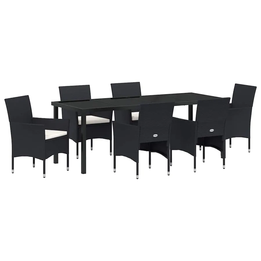 Ensemble de salle à manger pour jardin 7 pcs Noir polyrotin - 2