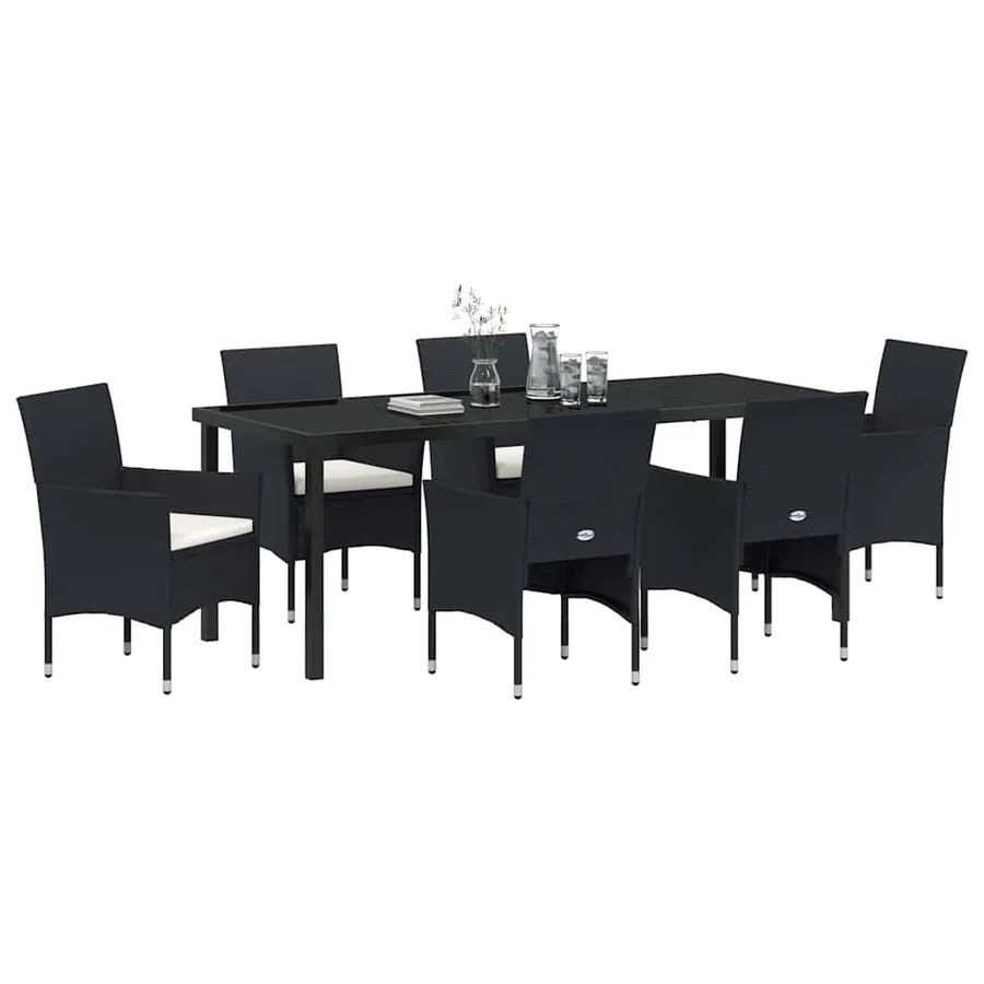 Ensemble de salle à manger pour jardin 7 pcs Noir polyrotin - 3