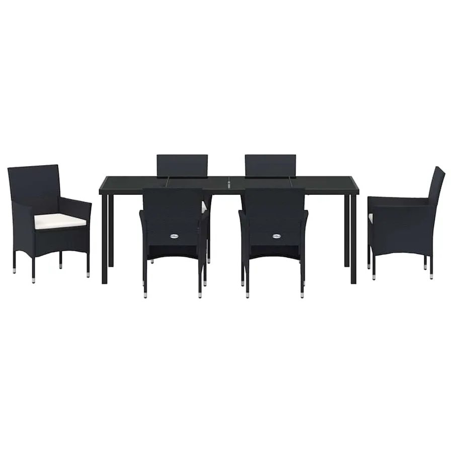 Ensemble de salle à manger pour jardin 7 pcs Noir polyrotin - 6