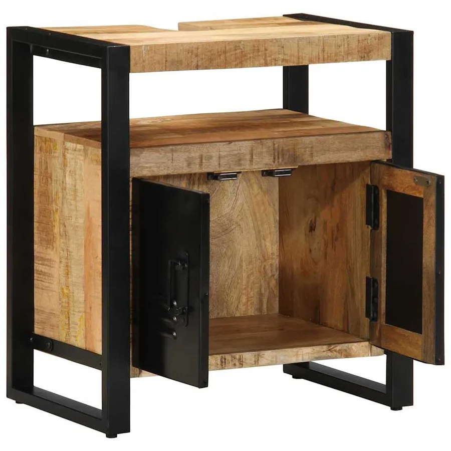 Armoire de salle de bain Marron Bois de mangue massif - 3
