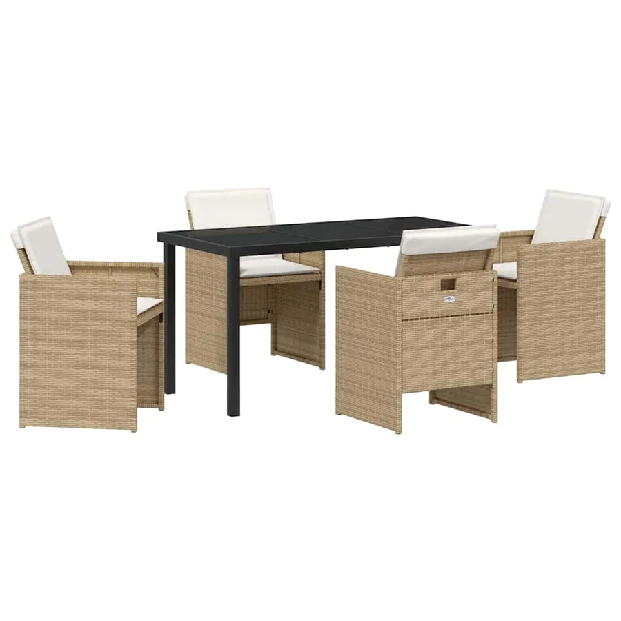 Ensemble de salle à manger pour jardin 5 pcs Beige polyrotin - 2