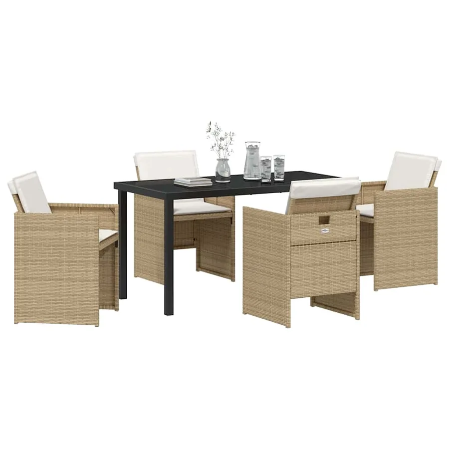 Ensemble de salle à manger pour jardin 5 pcs Beige polyrotin - 3
