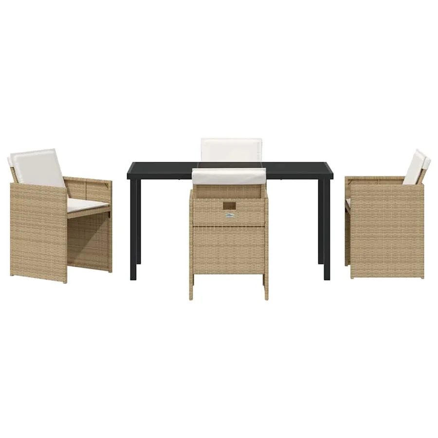 Ensemble de salle à manger pour jardin 5 pcs Beige polyrotin - 7
