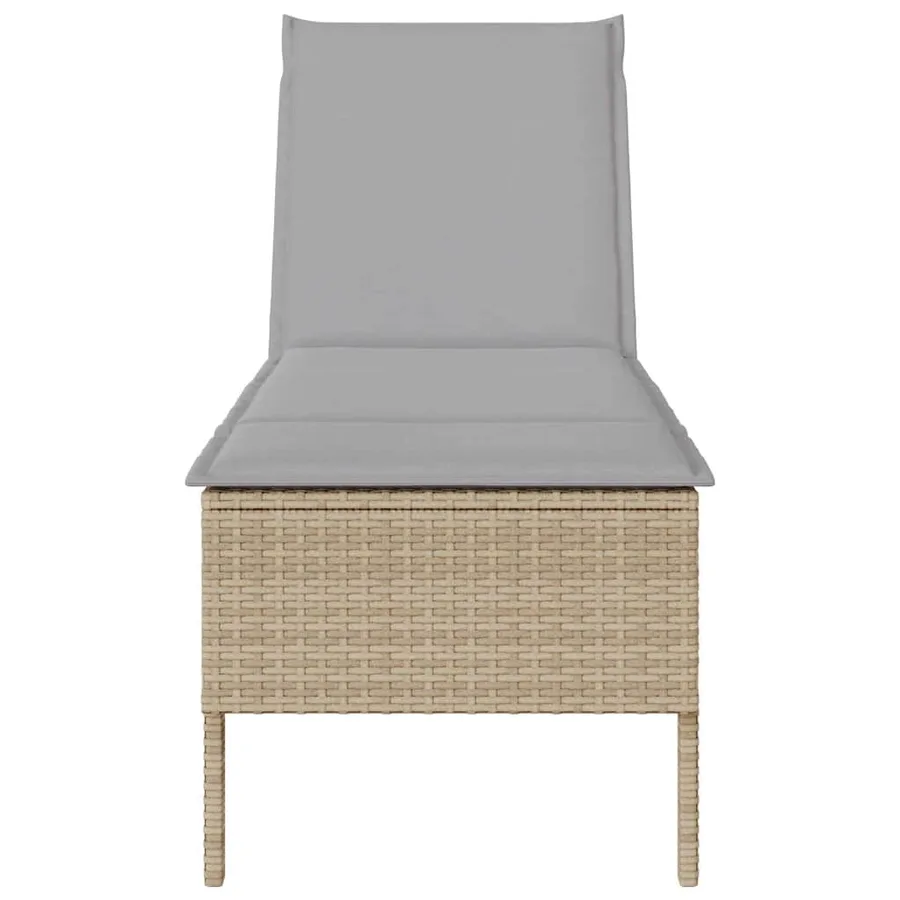 Transat avec coussin beige 55x200x44cm résine tressée - 5