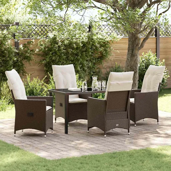 Ensemble de salle à manger pour jardin 5 pcs Marron polyrotin
