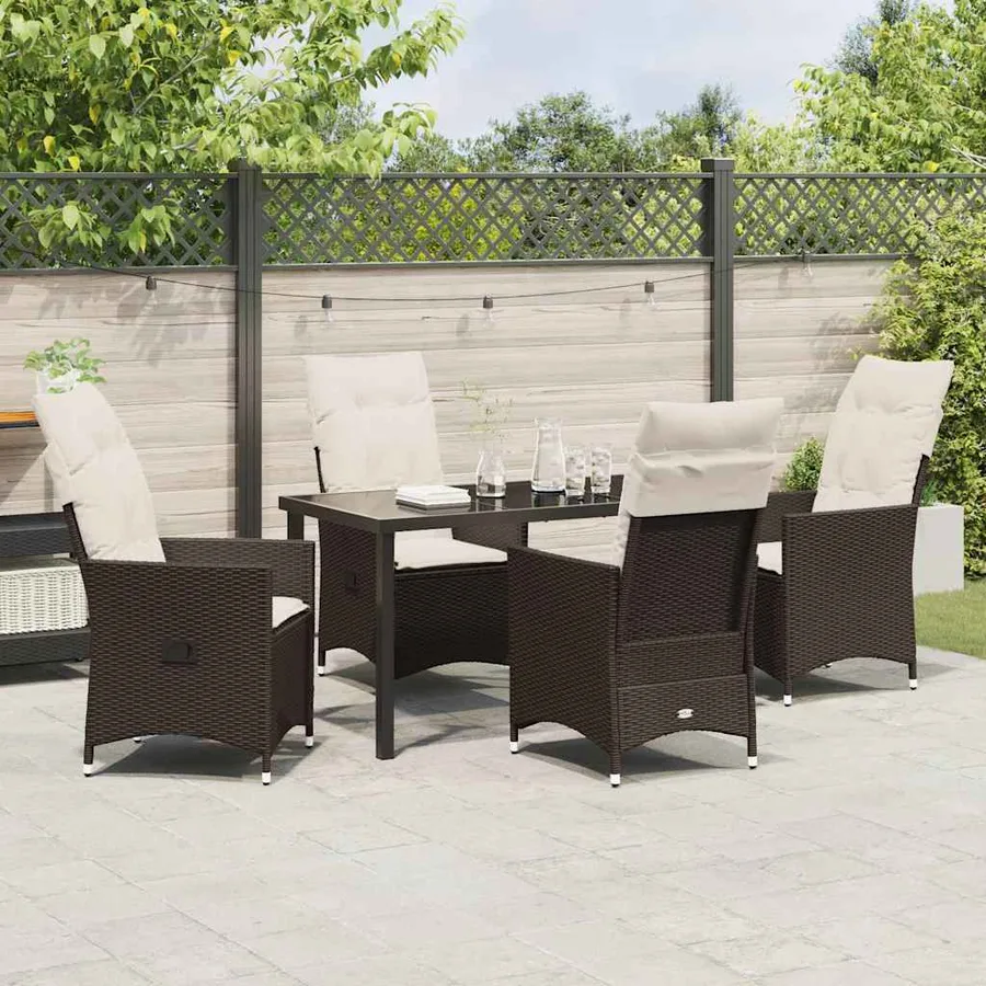 Ensemble de salle à manger pour jardin 5 pcs Marron polyrotin - 4