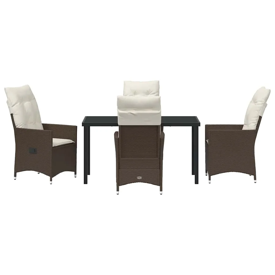 Ensemble de salle à manger pour jardin 5 pcs Marron polyrotin - 7