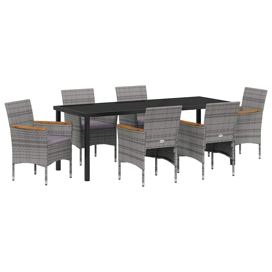 Ensemble de salle à manger pour jardin 7 pcs Gris polyrotin - 2