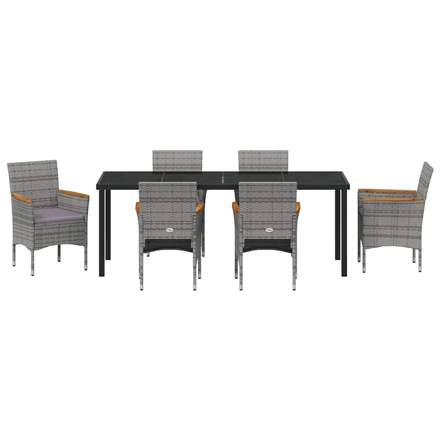 Ensemble de salle à manger pour jardin 7 pcs Gris polyrotin - 7