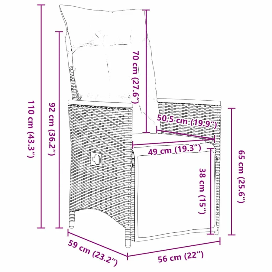 Ensemble de salle à manger pour jardin 7 pcs Gris polyrotin - 10