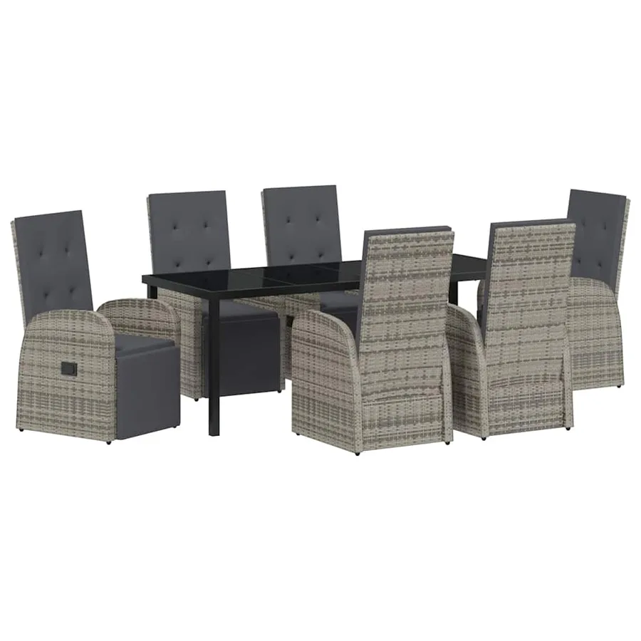 Ensemble de salle à manger pour jardin 7 pcs Gris polyrotin - 2