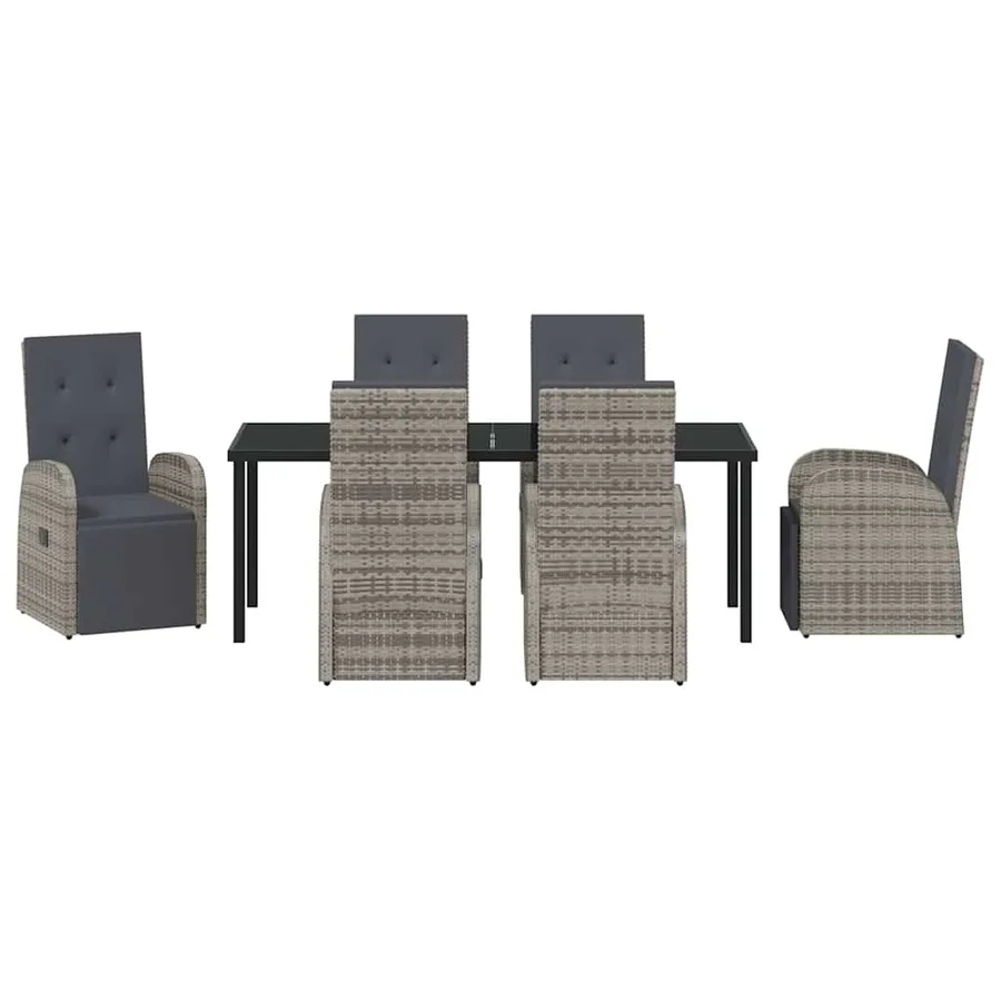 Ensemble de salle à manger pour jardin 7 pcs Gris polyrotin - 7