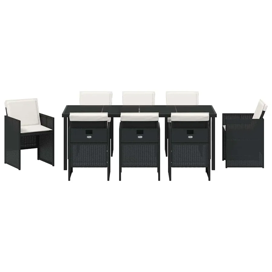 Ensemble de salle à manger pour jardin 9 pcs Noir polyrotin - 7