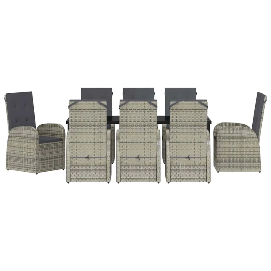 Ensemble de salle à manger pour jardin 9 pcs Gris polyrotin - 7