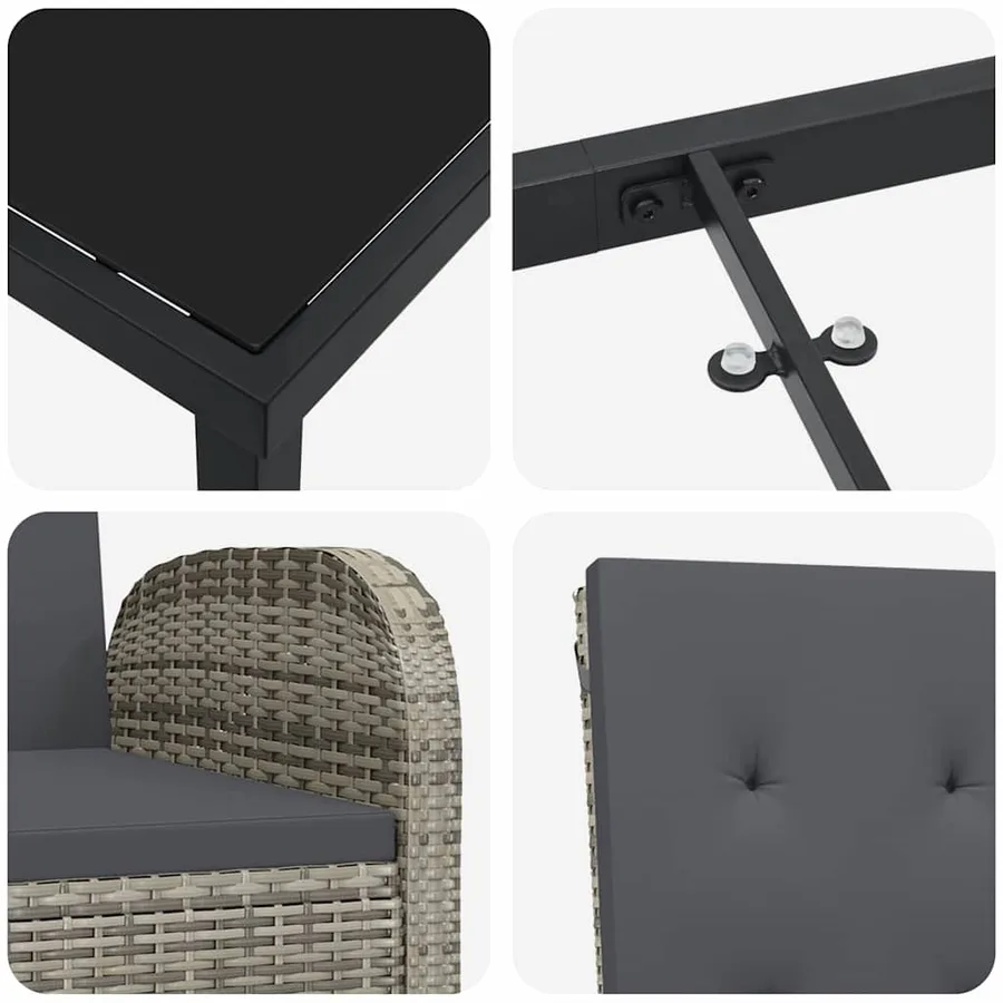 Ensemble de salle à manger pour jardin 9 pcs Gris polyrotin - 9