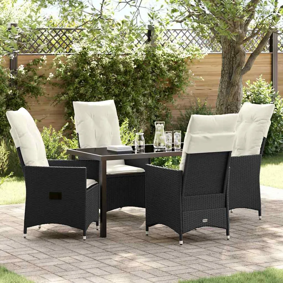 Ensemble de salle à manger pour jardin 5 pcs Noir polyrotin