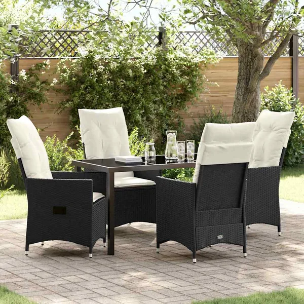 Ensemble de salle à manger pour jardin 5 pcs Noir polyrotin