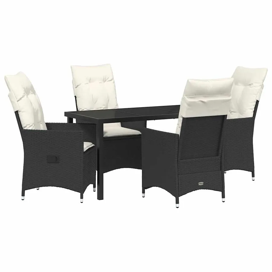 Ensemble de salle à manger pour jardin 5 pcs Noir polyrotin - 2